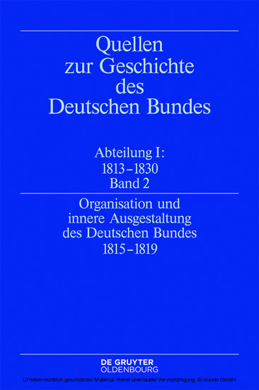 Organisation und innere Ausgestaltung des Deutschen Bundes 1815-1819 main product photo