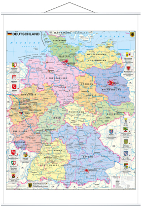 Stiefel Wandkarte Großformat Deutschland politisch mit Wappen