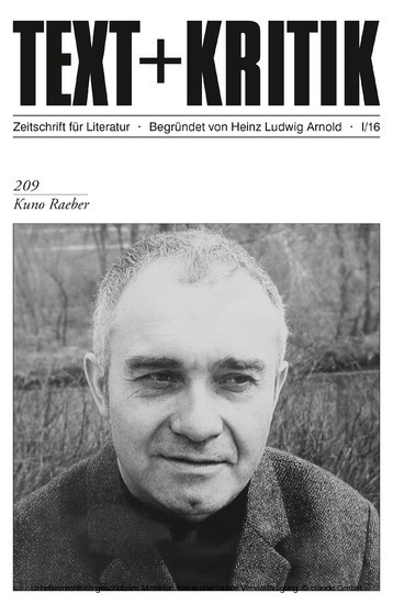 TEXT+KRITIK 209: Kuno Raeber main product photo