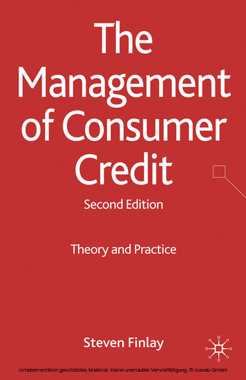 The Management of Consumer Credit main product photo