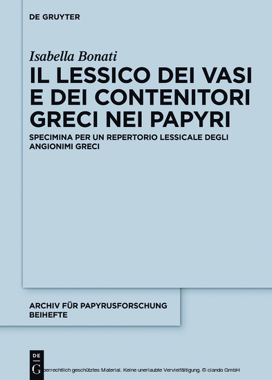 Il lessico dei vasi e dei contenitori greci nei papiri main product photo