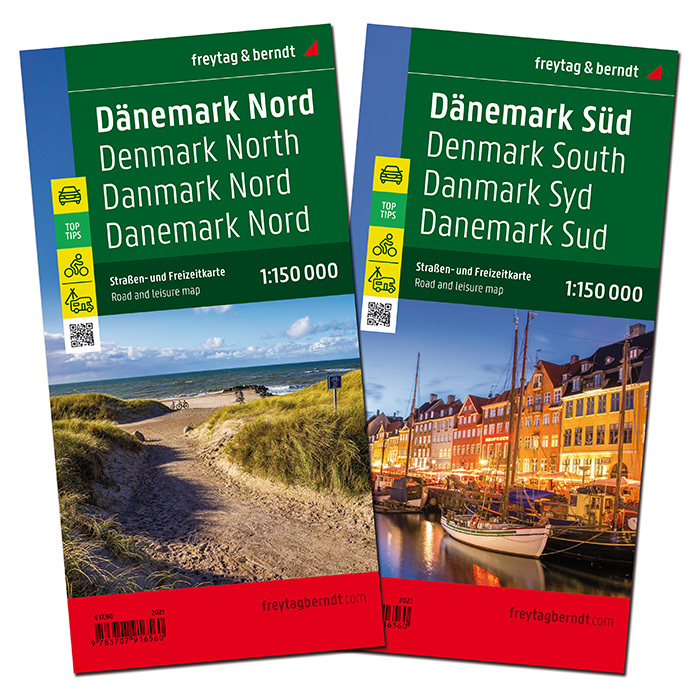 Dänemark, Straßenkarten-Set 1:150.000, freytag & berndt. Denmark North/South / Danmark Nord/Syd / Dänemark du Nord/Sud main product photo