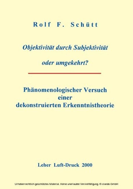 Objektivität durch Subjektivität oder umgekehrt ? main product photo
