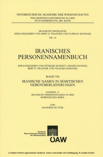 Iranisches Personennamenbuch Band VII/Faszikel 2:Iranische Namen in Semitischen Nebenüberlieferungen main product photo