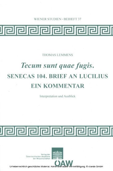 Tecum sunt quae fugis. Senecas 104. Brief an Lucilius main product photo