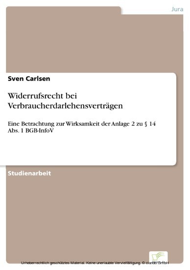 Widerrufsrecht bei Verbraucherdarlehensverträgen main product photo