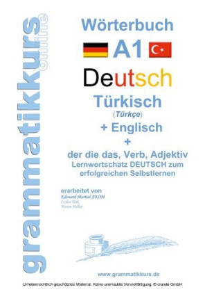 Wörterburch Deutsch - Türkisch Englisch A1