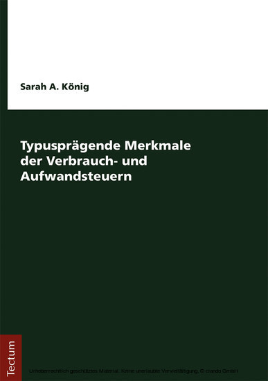 Typusprägende Merkmale der Verbrauch- und Aufwandsteuern main product photo