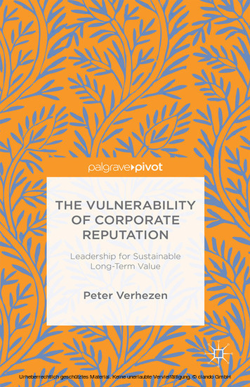The Vulnerability of Corporate Reputation main product photo
