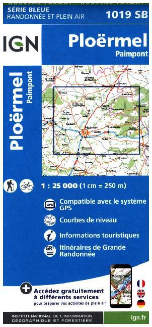 IGN Karte, Serie Bleue Ploermel, Paimpont main product photo