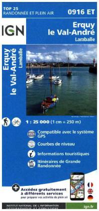 IGN Karte, Carte de randonnée (et plein air) Erquy le Val- André - Lamballe
