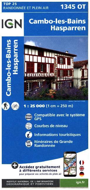 IGN Karte, Carte de randonnée (et plein air) Cambo-les-Bains - Hasparren main product photo