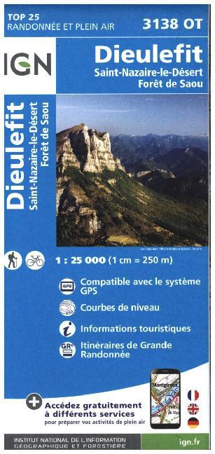 IGN Karte, Carte de randonnée (et plein air) Dieulefit St Nazaaire -le-Désert - Foret de Saou main product photo