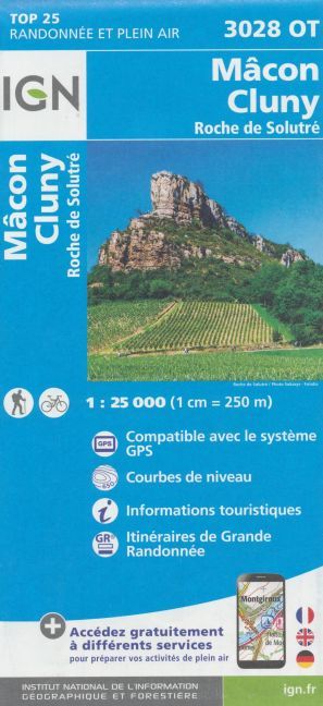 IGN Karte, Carte de randonnée (et plein air) Macon - Cluny - Roche de Solutré main product photo