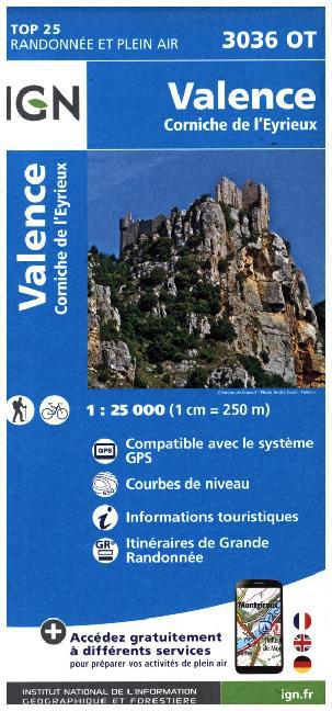 IGN Karte, Carte de randonnée (et plein air) Valence Corniche main product photo
