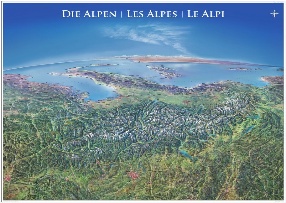 Panorama Alpen Poster, Planokarte main product photo