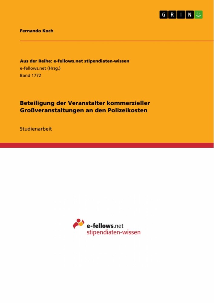 Beteiligung der Veranstalter kommerzieller Großveranstaltungen an den Polizeikosten main product photo