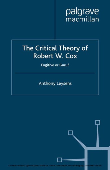 The Critical Theory of Robert W. Cox main product photo