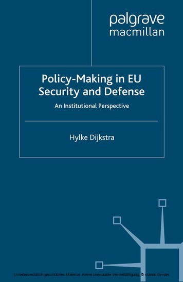 Policy-Making in EU Security and Defense main product photo