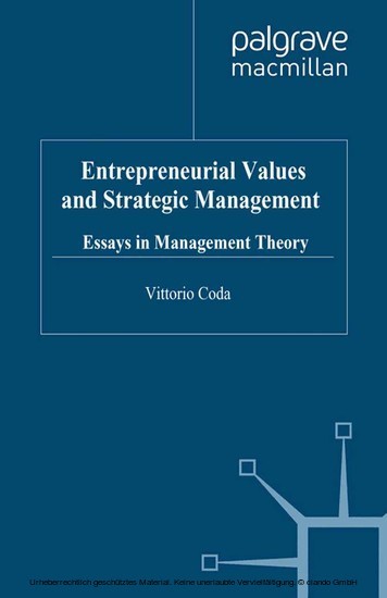 Entrepreneurial Values and Strategic Management main product photo