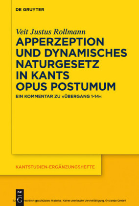 Apperzeption und dynamisches Naturgesetz in Kants Opus postumum