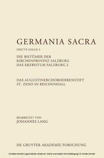 Das Augustinerchorherrenstift St. Zeno in Reichenhall. Die Bistümer der Kirchenprovinz Salzburg. Das Bistum Salzburg 2 main product photo