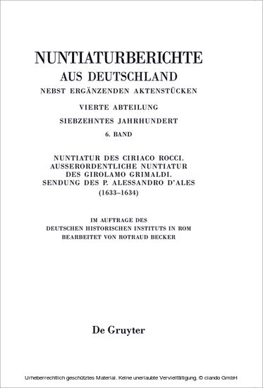 Nuntiatur des Ciriaco Rocci. Außerordentliche Nuntiatur des Girolamo Grimaldi - Sendung des P. Alessandro d'Ales (1633-1634) main product photo
