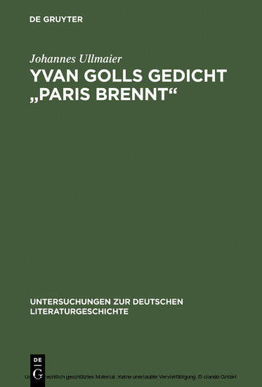 Yvan Golls Gedicht 'Paris brennt' main product photo