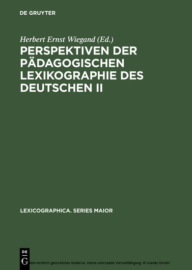 Perspektiven der pädagogischen Lexikographie des Deutschen II main product photo