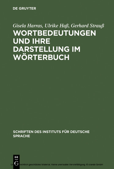 Wortbedeutungen und ihre Darstellung im Wörterbuch main product photo