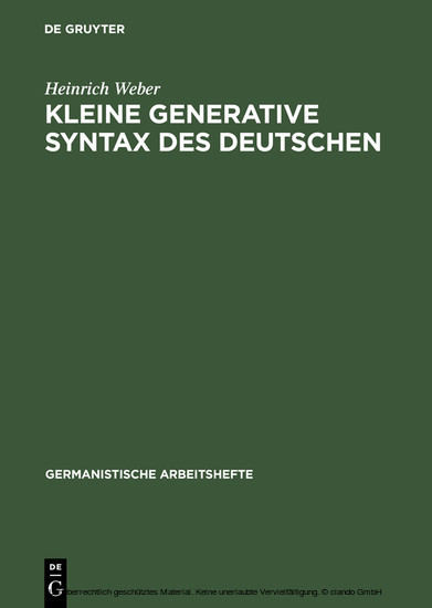 Kleine generative Syntax des Deutschen main product photo