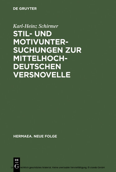 Stil- und Motivuntersuchungen zur mittelhochdeutschen Versnovelle main product photo