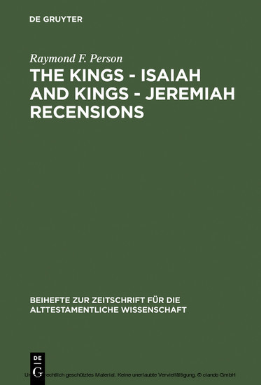 The Kings - Isaiah and Kings - Jeremiah Recensions main product photo