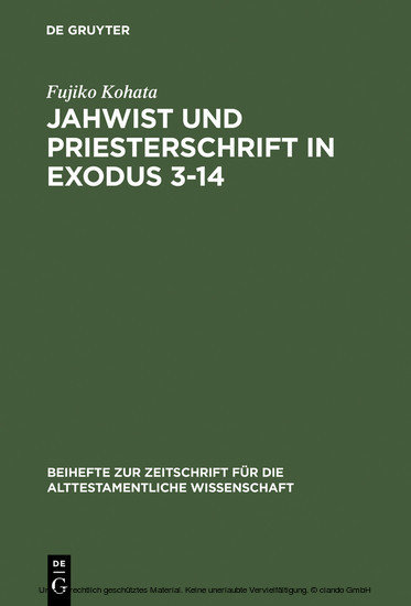 Jahwist und Priesterschrift in Exodus 3-14 main product photo