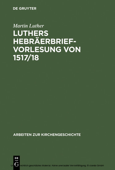 Luthers Hebräerbrief-Vorlesung von 1517/18 main product photo