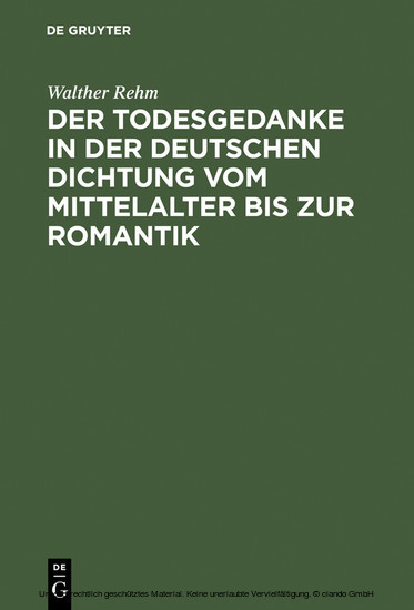 Der Todesgedanke in der deutschen Dichtung vom Mittelalter bis zur Romantik main product photo