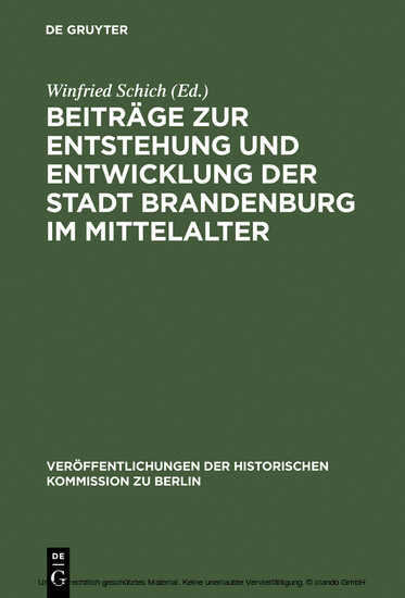Beiträge zur Entstehung und Entwicklung der Stadt Brandenburg im Mittelalter main product photo