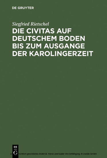Die Civitas auf deutschem Boden bis zum Ausgange der Karolingerzeit main product photo