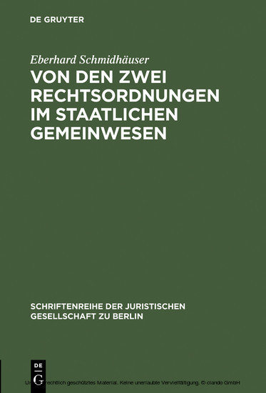Von den zwei Rechtsordnungen im staatlichen Gemeinwesen main product photo