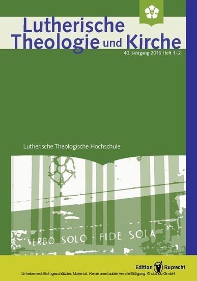 Lutherische Theologie und Kirche 1-2/2016 main product photo