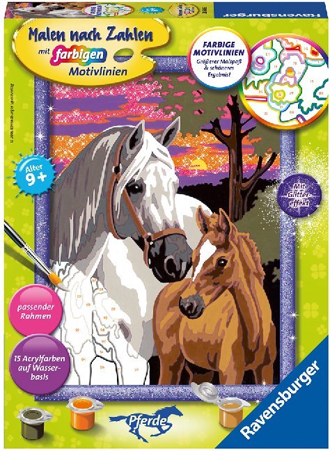 Ravensburger Malen nach Zahlen 28568 - Pferde im Sonnenuntergang - Kinder ab 9 Jahren main product photo