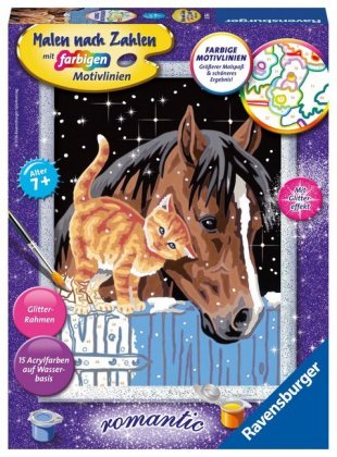 Ravensburger Malen nach Zahlen 28556 - Fohlen mit Kätzchen - Kinder ab 7 Jahren