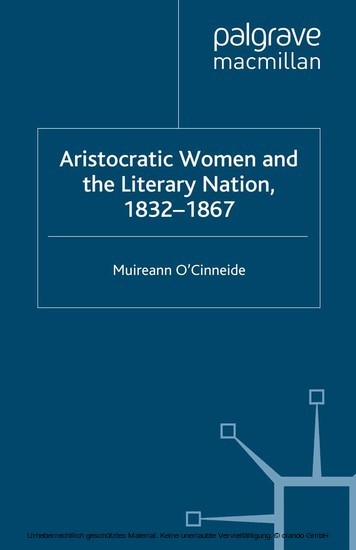 Aristocratic Women and the Literary Nation, 1832-1867 main product photo