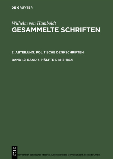 Band 3. Hälfte 1. 1815-1834 main product photo