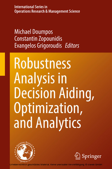 Robustness Analysis in Decision Aiding, Optimization, and Analytics main product photo