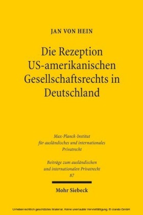Die Rezeption US-amerikanischen Gesellschaftsrechts in Deutschland