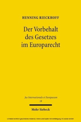Der Vorbehalt des Gesetzes im Europarecht