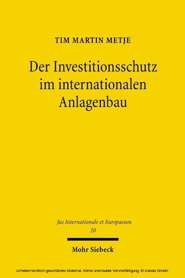 Der Investitionsschutz im internationalen Anlagenbau main product photo
