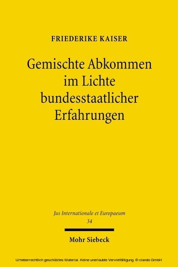 Gemischte Abkommen im Lichte bundesstaatlicher Erfahrungen main product photo