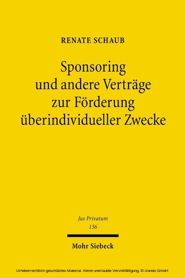 Sponsoring und andere Verträge zur Förderung überindividueller Zwecke main product photo